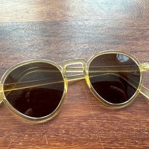 1930s 1940s vintage yellow round sunglasses frames