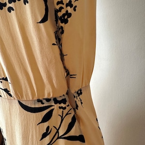 1930s 1940s stunning vintage yellow and black floral printed gown with matching jacket image 4