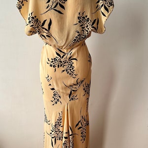 1930s 1940s stunning vintage yellow and black floral printed gown with matching jacket image 7