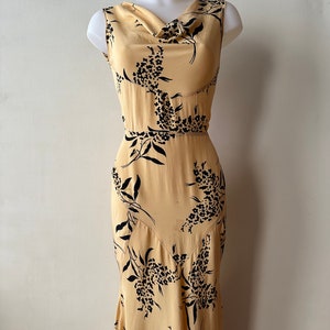 1930s 1940s stunning vintage yellow and black floral printed gown with matching jacket image 2