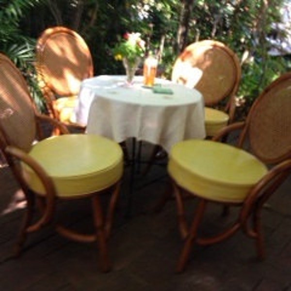 Original , Authentic, Vintage Bent Wicker and Cane dining,  side Porch, Patio Chairs.