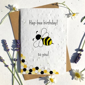 1 x Eco-Friendly Biodegradable Seed Paper carte d’anniversaire plantable Hap-Bee anniversaire abeille mellifère