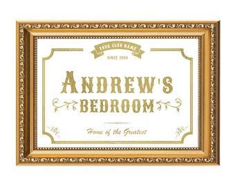 Letrero deportivo personalizado: Impresión metalizada estilo club de fútbol vintage