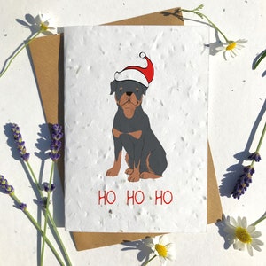 Biodegradable seed paper Christmas festive season greetings card traditional rottweiler brown