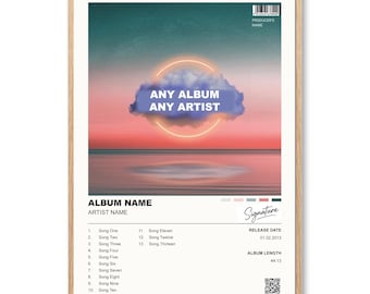 Personalised Album Cover Art Print – Custom Album Art Poster with Name, Artist and Tracklist