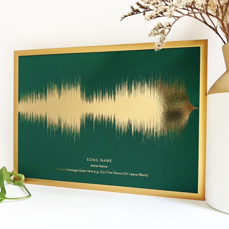 Personalised Song Print Sound Wave | Real Metallic Foil Artwork | Custom Favourite Song Lyrics Gift image 4