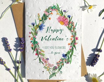 1 x Eco-Friendly Biodegradable Seed Paper plantable Valentine’s and Anniversary Card Cute flowers garden lover