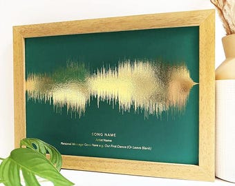 Lámina personalizada con la letra de tu canción favorita / Impresión de onda sonora / Arte en lámina metálica auténtica