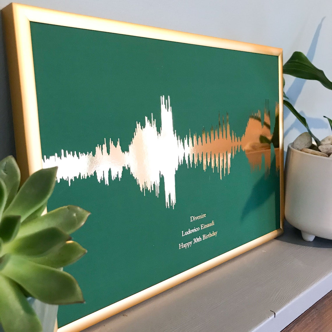 Personalised favourite song print gift sound waves gold silver image 1