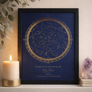 Personalized Mum Star Map Print - The Sky on the Night You Became My Mum - Custom Night Sky Gift for Mum, Personalized Mother’s Day Print