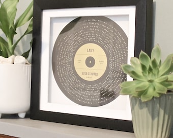 Personalised gold, silver or copper foil printed favourite song lyrics record print gift, any song, any colour scheme