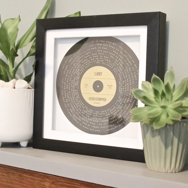 Personalised gold, silver or copper foil printed favourite song lyrics record print wall art gift, any song, any colour scheme