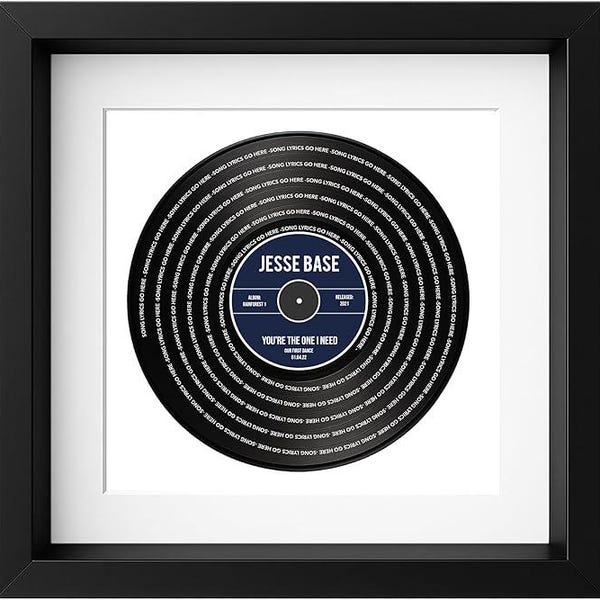 Custom songteksten vinylplaat print – gepersonaliseerde muurkunst met favoriet nummer en bericht
