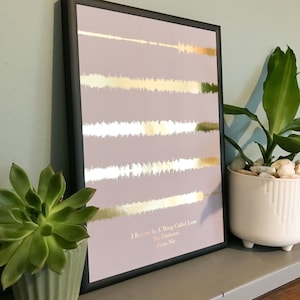 Personalised wall art favourite song print gift sound waves gold silver copper foil, any song, any colour scheme image 2