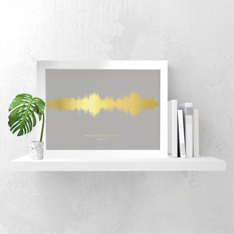 Personalised wall art favourite song print gift sound waves gold silver copper foil, any song, any colour scheme image 7