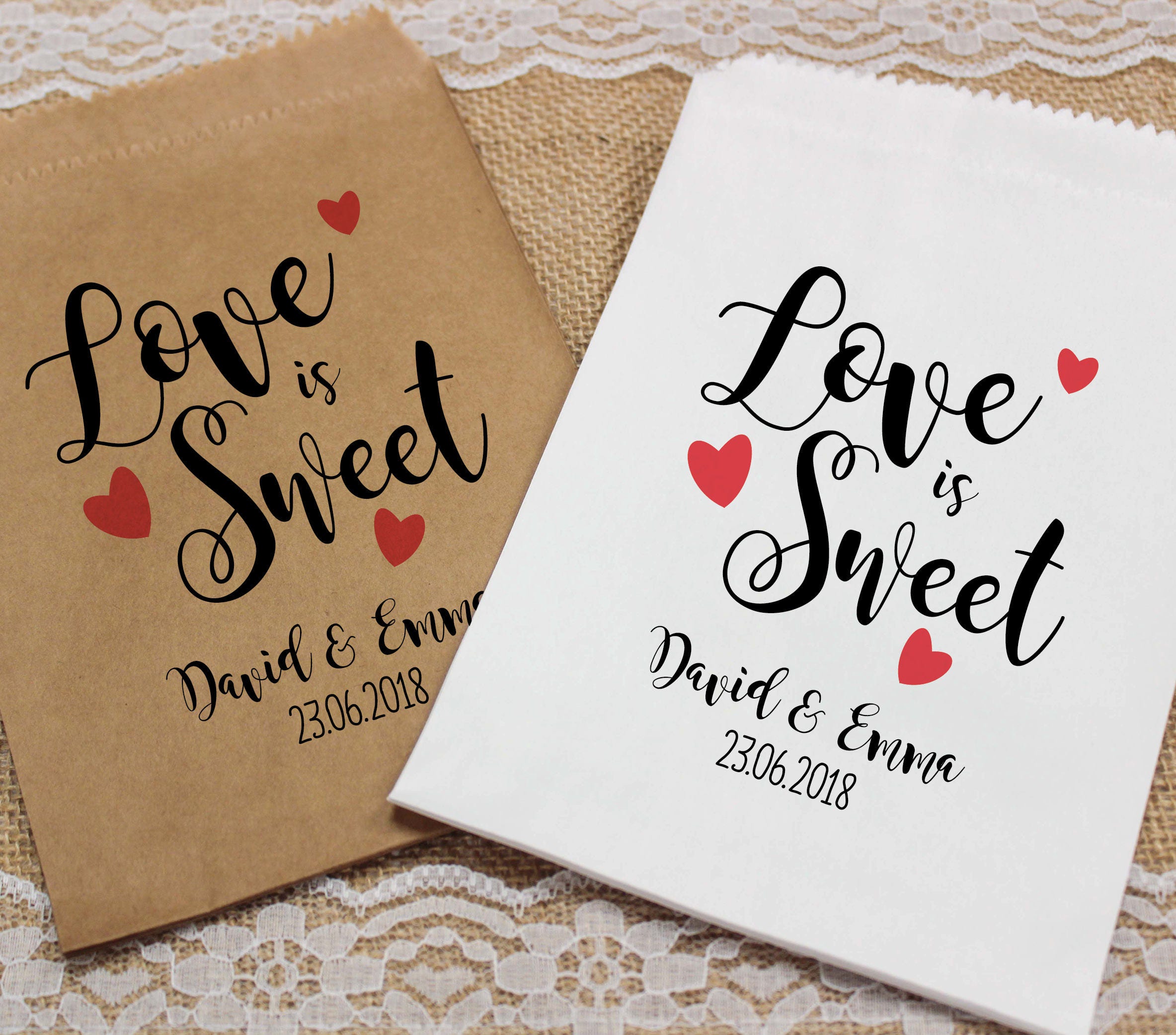 Personalised wedding sweet bags candy cart favour bags love is sweet flower FBW1 Personalised wedding sweet bags candy cart favour bags love is sweet flower FBW1
