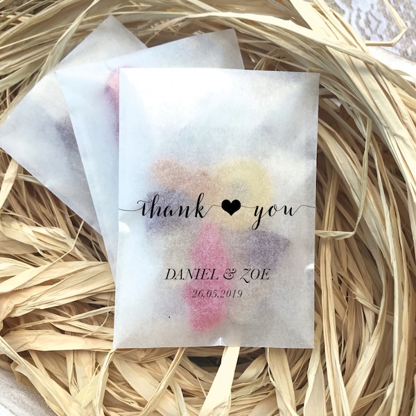 Eco-friendly glassine wedding favour sweet bags thank you - different sizes -  pic n mix candy or sweet bags biodegradable favor bags