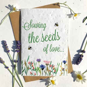 1 x eco-vriendelijke biologisch afbreekbare zaad papier plantbare Valentine's en Anniversary Card zaaien zaden van liefde tuinieren bloemenliefhebbers