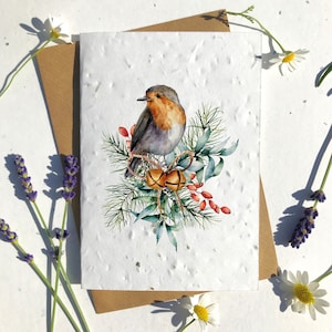Biologisch abbaubare Samenpapier Weihnachten festliche Jahreszeit Grußkarte traditionelle Vogelglocken