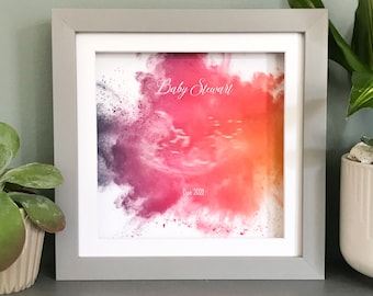 Personalized Watercolor Ultrasound Print – Baby Scan Keepsake, Nursery Art