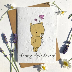 1 x Éco-Friendly Biodegradable Graine Papier plantable carte d’anniversaire porter des fleurs