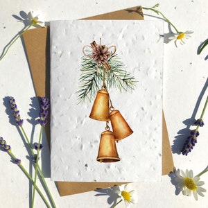 Papier de graine biodégradable Noël fête de noël carte de voeux de cloches traditionnelles