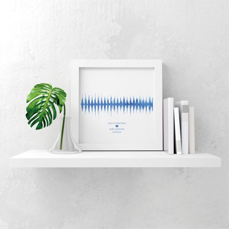 Personalised watercolour baby heartbeat soundwave scan picture gift print keepsake image 4