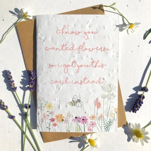 1 x Éco-Friendly Biodegradable Graine Papier plantable carte d’anniversaire fleurs de prairie et abeilles
