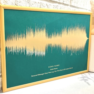 Personalised wall art favourite song print gift sound waves gold silver copper foil, any song, any colour scheme