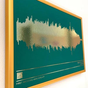 Gepersonaliseerde folienummer golfvorm kunstdruk: aangepast muziekcadeau met QR-code