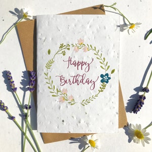 1 x Eco-Friendly Biodegradable Seed Paper carte d’anniversaire plantable couronne d’anniversaire moderne