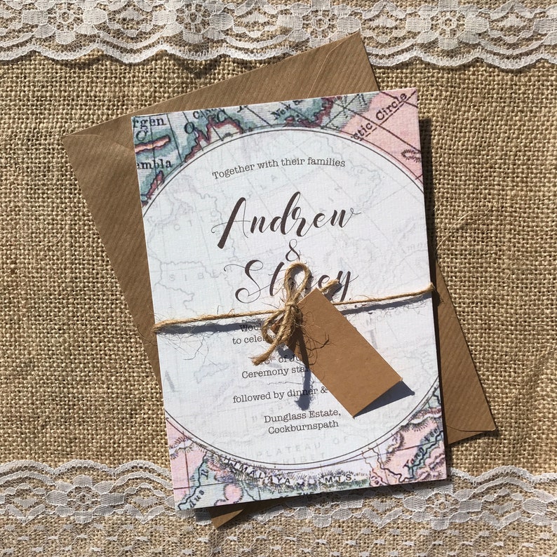 Elegant Travel Maps Themed Wedding Invitation Package - Etsy