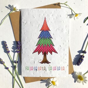 Papel de semilla biodegradable Navidad temporada festiva tarjeta de felicitación árbol de fieltro tradicional