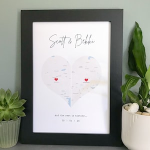 Impresión personalizada del mapa de regalo / regalo de boda / regalo de aniversario / impresión de regalo de parejas / donde nos conocimos / regalo de compromiso