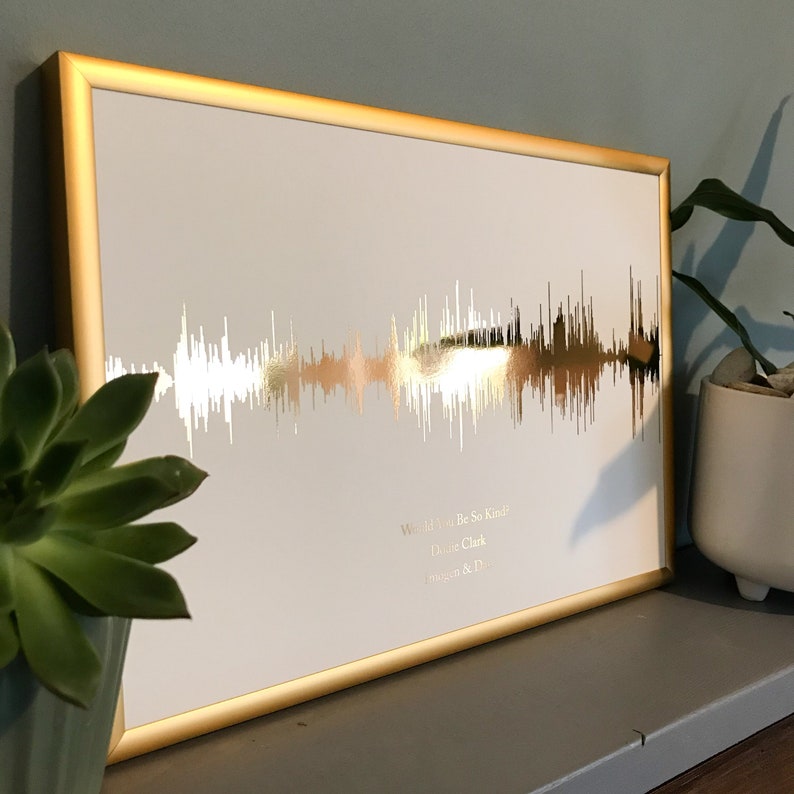 Personalised wall art favourite song print gift sound waves gold silver copper foil, any song, any colour scheme image 3