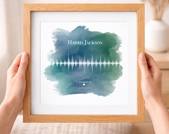 Impresión personalizada de ondas sonoras para ecografía de bebé, arte mural personalizado para habitación de bebé, recuerdo con el nombre y la fecha del bebé, regalo para recién nacido, baby shower o bautizo.