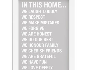 Family Rules Quote Print | Meaningful Home Values Wall Art