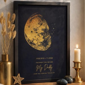 Personalized Moon Phase Foil Print, New Dad Gift