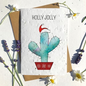 Biologisch afbreekbaar zaad papier Kerst feestseizoen groeten kaart traditionele cactus plant