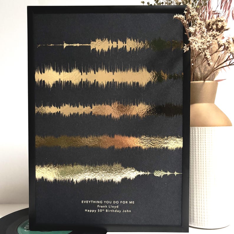 Personalised Song Print Sound Wave | Real Metallic Foil Artwork | Custom Favourite Song Lyrics Gift image 3