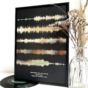 Personalised Song Print Sound Wave | Real Metallic Foil Artwork | Custom Favourite Song Lyrics Gift