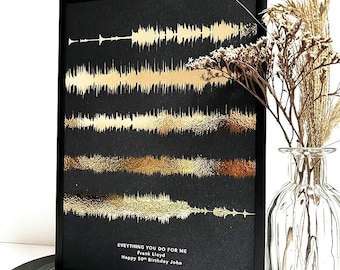 Lámina personalizada con la letra de tu canción favorita / Impresión de onda sonora / Arte en lámina metálica auténtica