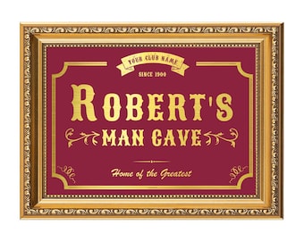 Letrero deportivo personalizado para cueva de hombre: placa de bar con lámina personalizada