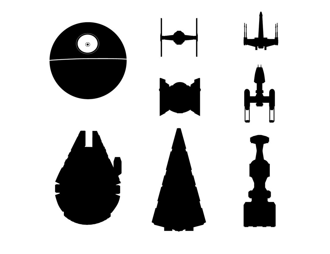 Star Wars A New Hope Silhouettes Shapes Icons EPS SVG PNG Tie Fighter X