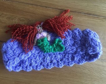 Crochet headband, earwarmer, earmuff, mermaid headband