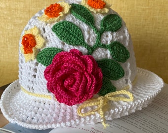 Summer panama crochet flapper beach hat