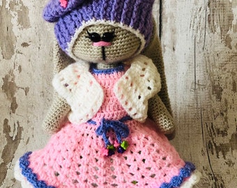 Bunny Suzzette crochet amigurumi, Tilda style bunny/ rabbit