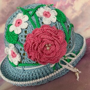 Crochet Summer hat, Panama, Flower hat