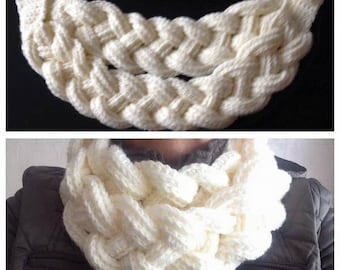 Crochet braided/plaited scarf, cowl, neckwarmer