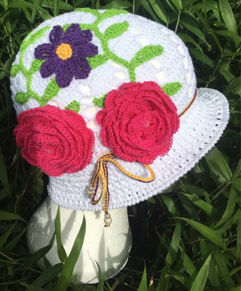 Summer crochet hat pattern, cloche hat pattern, Panama hat, spring hat, girl hat pattern, summer hat PDF image 4